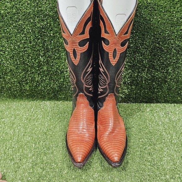 Tony Lama L1225 Black Brown Leather Pull On Western Cowgirl Boots Womens Size 5 - Picture 2 of 10